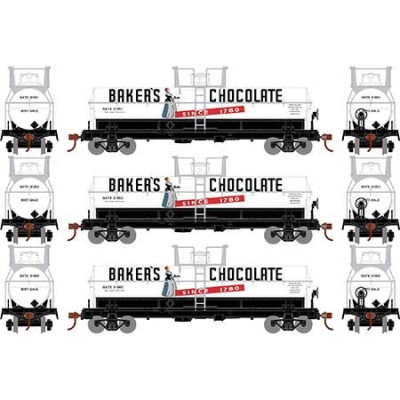 COFFRET DE 3 WAGONS CITERNES BAKER CHOCOLATES, HO, PAR ATHEARN 7572994