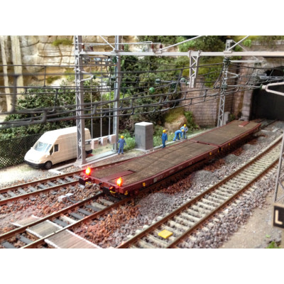 WAGON PLAT TRANSWAGGON Laads TWA 1060, FEU FIN DE CONVOI DC/DCC, HO, Ep.VI, PAR NME 530693