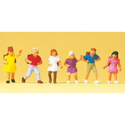 BOITE DE 6 PERSONNAGES "ENFANTS AVEC SAC ECOLIER" de PREISER 14074