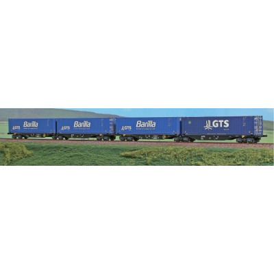 SET 4 WAGONS TRAIN DE PATES BARILLA CONTENEURS 90 BARILLA GTS PAR A...