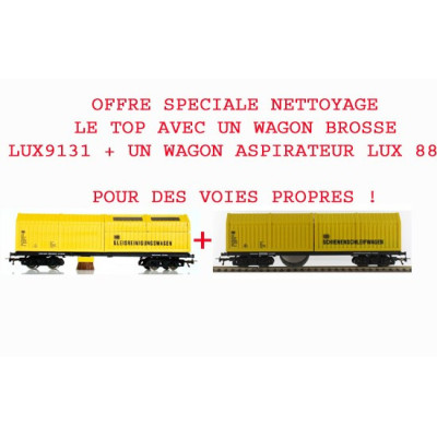 LOT DE 2 WAGONS NETTOYAGE VOIES LUX MODELLBAU 8831+9131