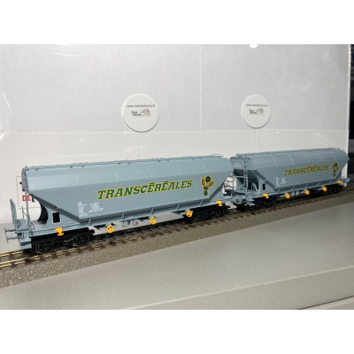 COFFRET DE 2 WAGONS CEREALIERS TRANSCEREALES, SNCF, HO, EpV, PAR B ...