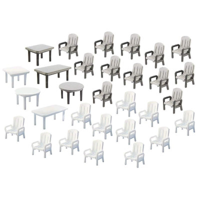 1 BOITE DE 24 CHAISES ET 6 TABLES DE JARDIN, HO, PAR FALLER 180439