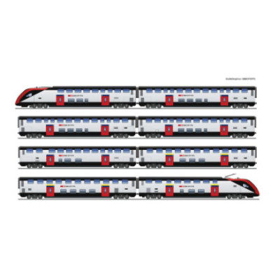 SET DE 8 PIECES TRAIN LONGUE DISTANCE DIGITALE SONORE A DEUX NIVEAUX DE CHEZ ROCO REF 771007