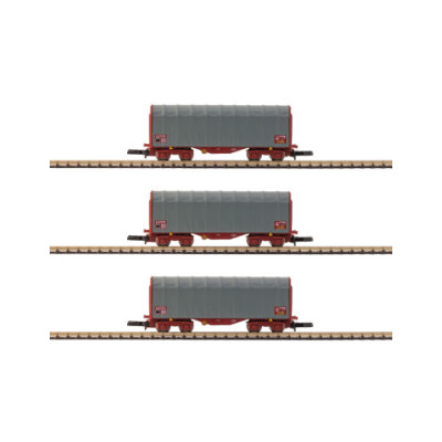 COFFRET DE 3 WAGONS BACHES SANS LOGO, ECHELLE Z, PAR AZAR MODELS W03-SL3