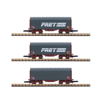 COFFRET DE 3 WAGONS BACHES FRET SNCF, ECHELLE Z, PAR AZAR MODELS W03-FRP