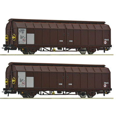 1 COFFRET DE 2 WAGONS A PAROI COULISSANTE, PKP, HO, EpVI, PAR ROCO 6600096