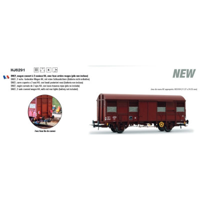 WAGON FERME K4, A 2 ESSIEUX AVEC FEUX ARRIERE FONCTIONNELS, PAR JOUEF HJ6291