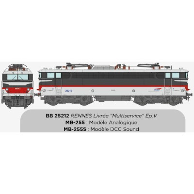 LOCOMOTIVE ELECTRIQUE BB25212,LIVREE MULTISERVICES, DEPOT RENNES, DC SONORE, PAR REE MODELES MB255S
