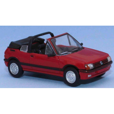 1 VOITURE PEUGEOT 205 CABRIOLET CTI, ROUGE, HO, REFERENCE PCX870502 BREKINA