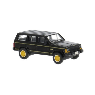 1 VOITURE JEEP CHEROKEE, NOIRE,1984,HO, REFERENCE PCX870728 BREKINA