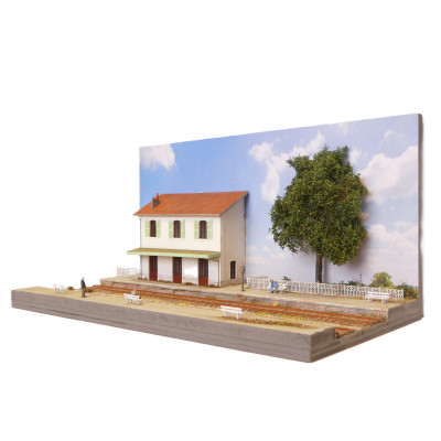 KIT DIORAMA GARE DE CAMPAGNE PLM AVEC 2 VOIES PAR BOIS MODELISME