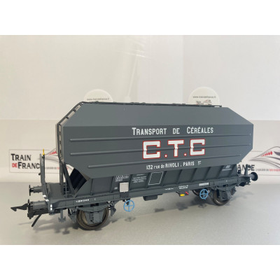 WAGON CEREALIER CTC, SNCF, ECHELLE 0, EpIV,GRIS FONCE, PAR RAIL43 433012/4