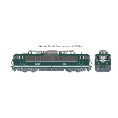 1 LOCOMOTIVE BB25607, SNCF, HO, CHASSE NEIGE , ACHERES, EpIV, PAR R37 HO41128DS