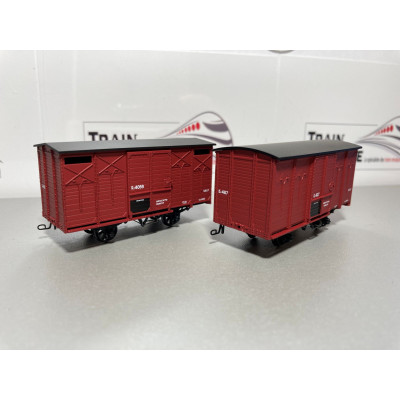 COFFRET DE 2 WAGONS COUVERTS  FREINES, HOe, HOm, EpIII, PAR REE MODELES VM029