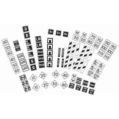1 PLANCHE ADHESIVE DE DIVERS PANCARTES DE SIGNALISATION SNCF, HO, PAR PN SUD MODELISME 8771