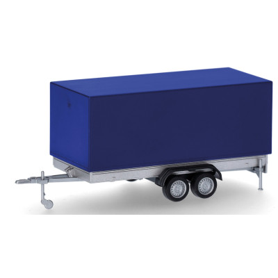 REMORQUE 2 ESSIEUX BACHEE, BLEU OUTREMER, POUR VOITURE, HO, PAR HERPA 052627-004
