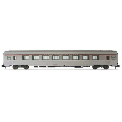 VOITURE TEE PARIS-RUHR, SNCF, A8u, LIVREE ARGENT,ECHELLE N, EpIV, PAR ARNOLD HN4445