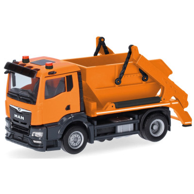 CAMION BENNE BASCULANTE MAN TGS NN AK12, ORANGE, HO,EpVI, PAR HERPA 319768