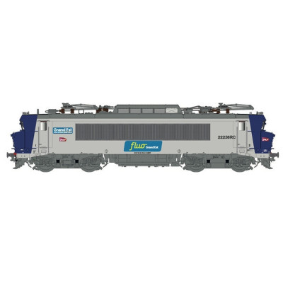 LOCOMOTIVE ELECTRIQUE BB22236RC, GRIS/BLEU, FLUO GRANDEST, LOGO CARMILLON, HO, EpVI, PAR LS MODELS 11060