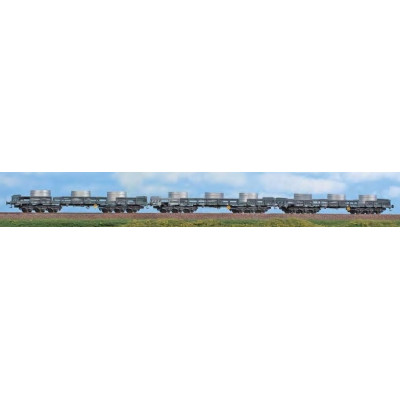 1 COFFRET DE 3 WAGONS PLAT ITALSIDER, AVEC BOBINES, HO, EpIV/V, PAR ACME AC45131