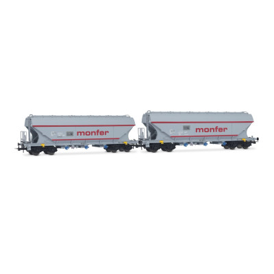 1 COFFRET DE 2 WAGONS TREMIES A PAROIS PLATES, GRIS, MONFER, HO, EpVI, PAR RIVAROSSI HR6677