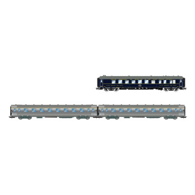 1 COFFRET DE 3 VOITURES SUD EXPRESS, VOITURE RESTAURANT CIWL, 2 DEV INOX COURTES, no1/2, HO,EpIII/IV, PAR JOUEF HJ4213