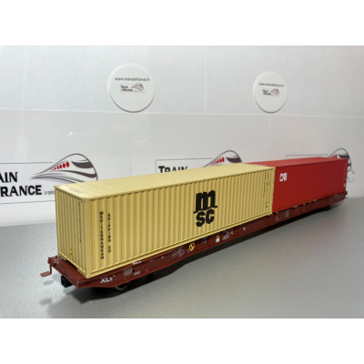 WAGON PLAT PORTE CONTENEURS Sggnss XLS METRANS AVEC 2 CONTENEURS DE 40" ,HO, EpVI, PAR IGRA MODEL 96010102