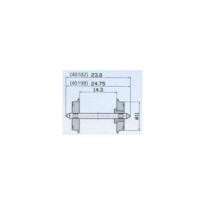 SET 2 ESSIEUX METAL ISOLES  11 MM ROCO 40198
