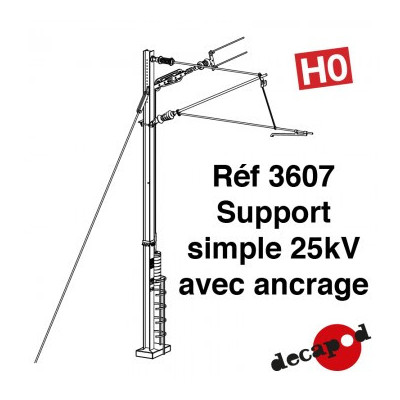 SUPPORT SIMPLE 25 KV AVEC ANCRAGE DE DECAPOD 3607